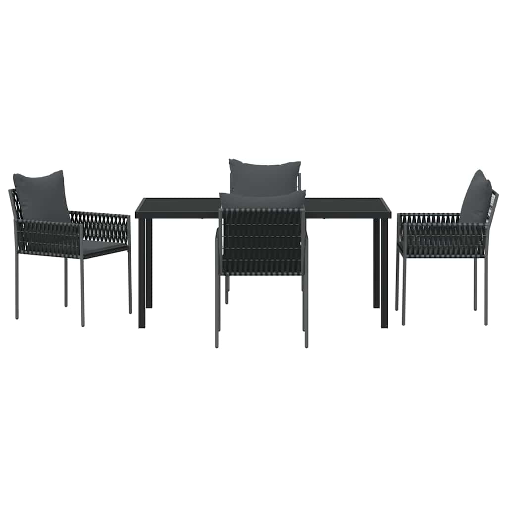 Have Spisebordssæt 5 pcs Sort og grå PE Rattan