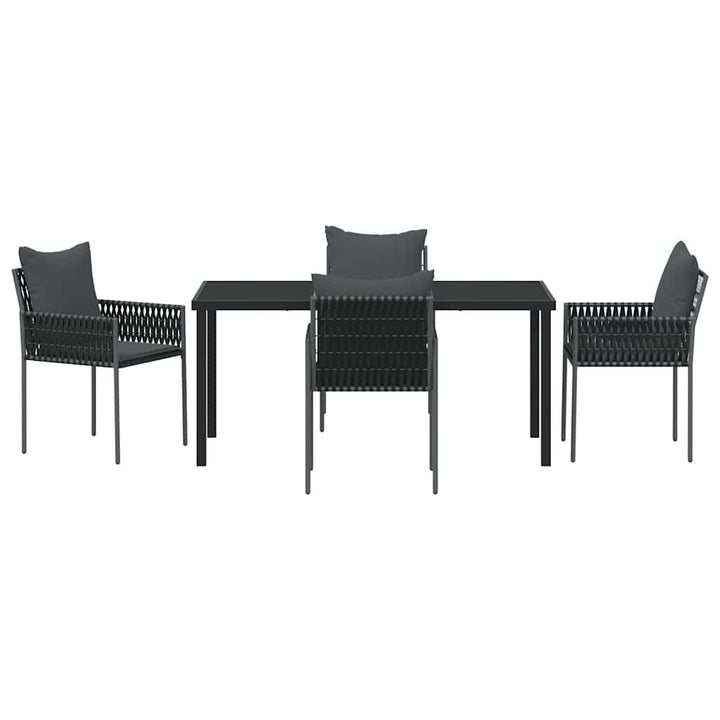 Have Spisebordssæt 5 pcs Sort og grå PE Rattan