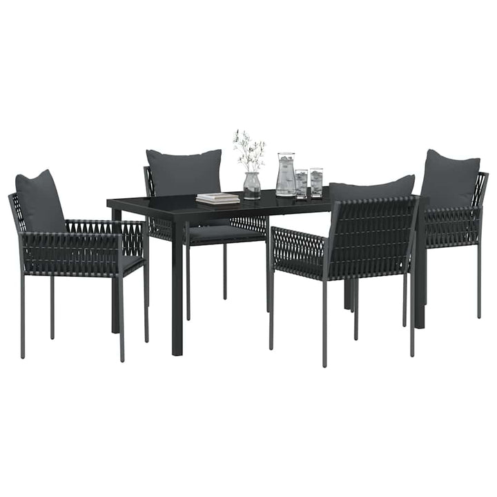 Have Spisebordssæt 5 pcs Sort og grå PE Rattan