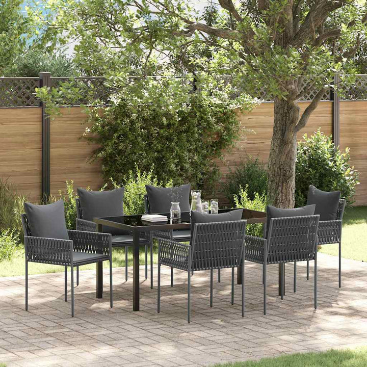 Have Spisebordssæt 7 pcs Sort og grå PE Rattan