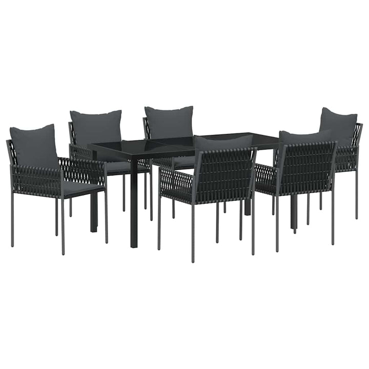 Have Spisebordssæt 7 pcs Sort og grå PE Rattan