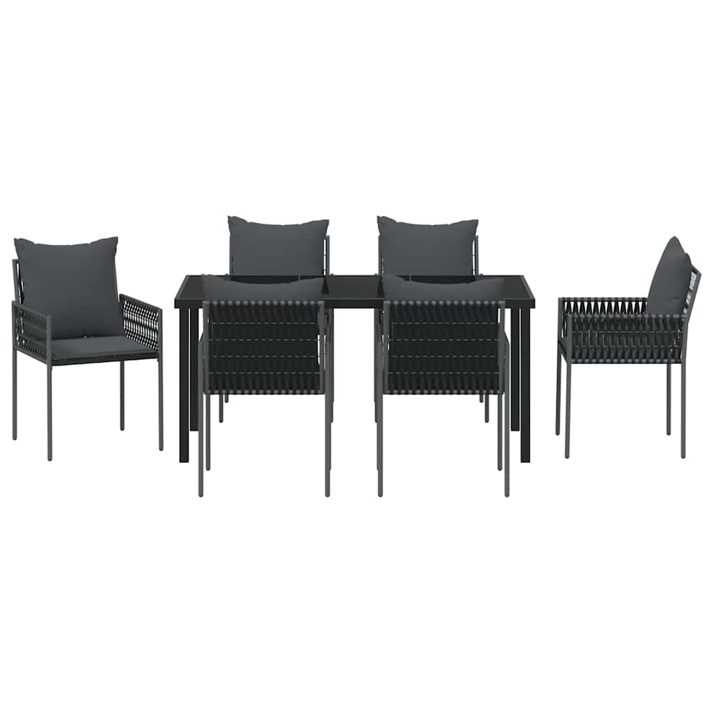 Have Spisebordssæt 7 pcs Sort og grå PE Rattan