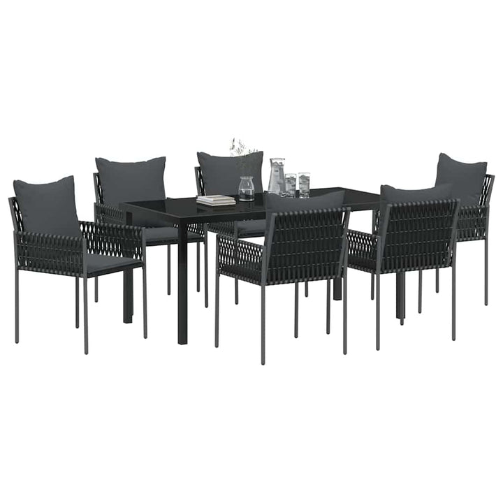 Have Spisebordssæt 7 pcs Sort og grå PE Rattan