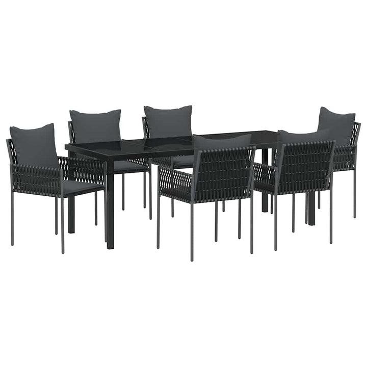 Have Spisebordssæt 7 pcs Sort og grå PE Rattan