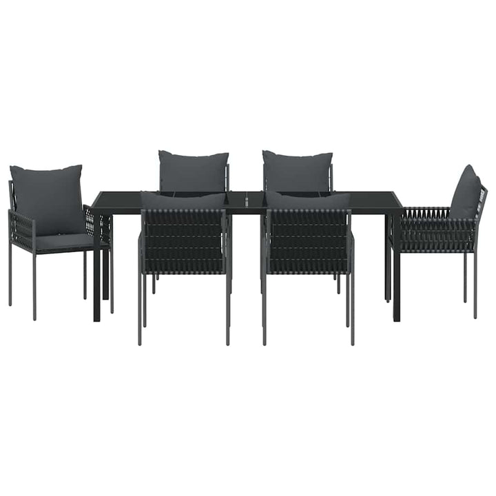 Have Spisebordssæt 7 pcs Sort og grå PE Rattan
