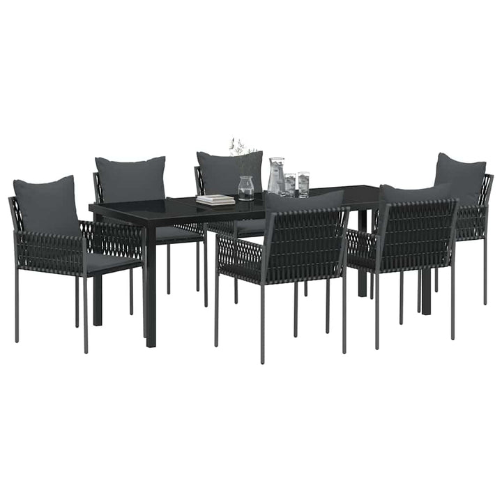 Have Spisebordssæt 7 pcs Sort og grå PE Rattan