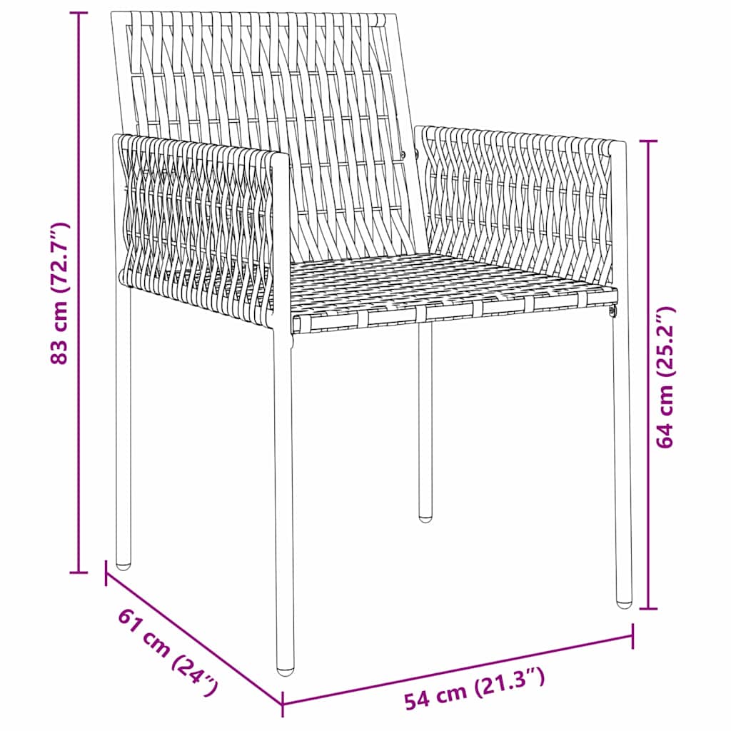 Have Spisebordssæt 7 pcs Sort og grå PE Rattan