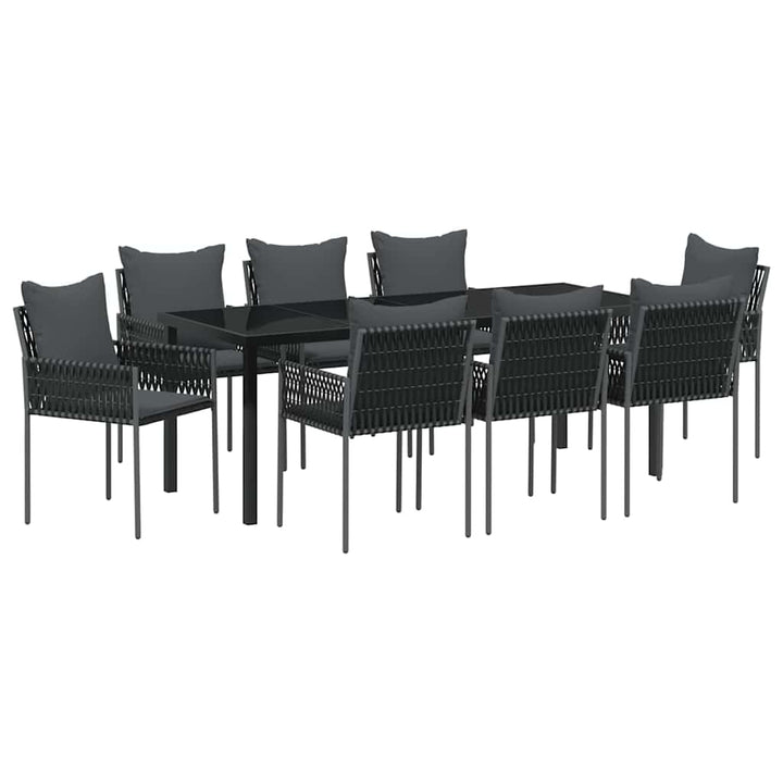 Have Spisebordssæt 9 pcs Sort og grå PE Rattan