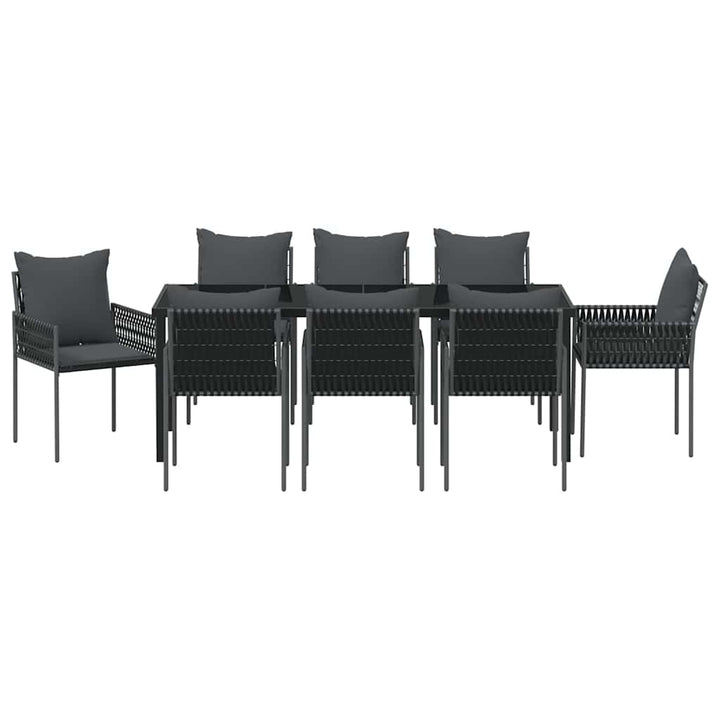 Have Spisebordssæt 9 pcs Sort og grå PE Rattan