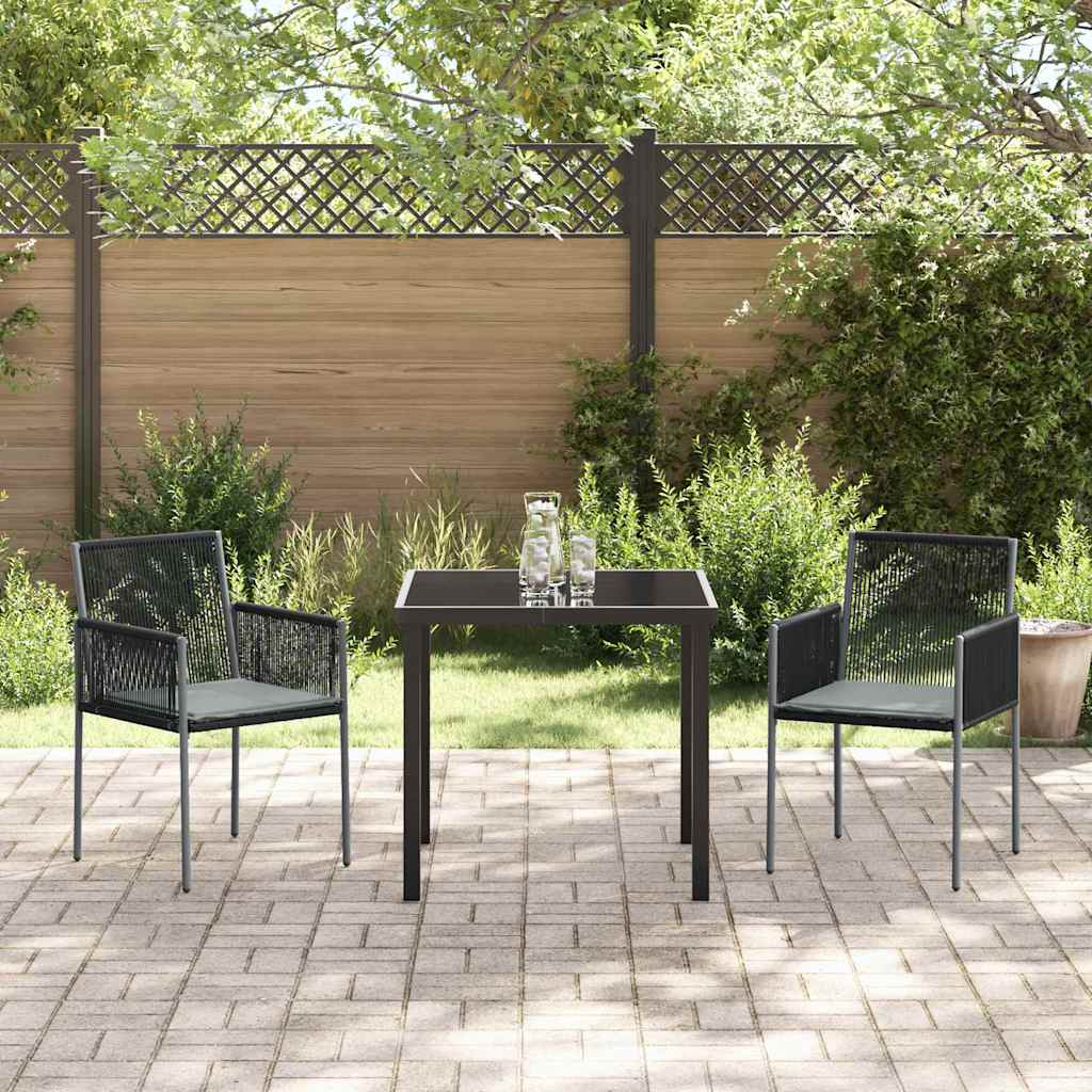 Have Spisebordssæt 3 pcs Sort PE Rattan
