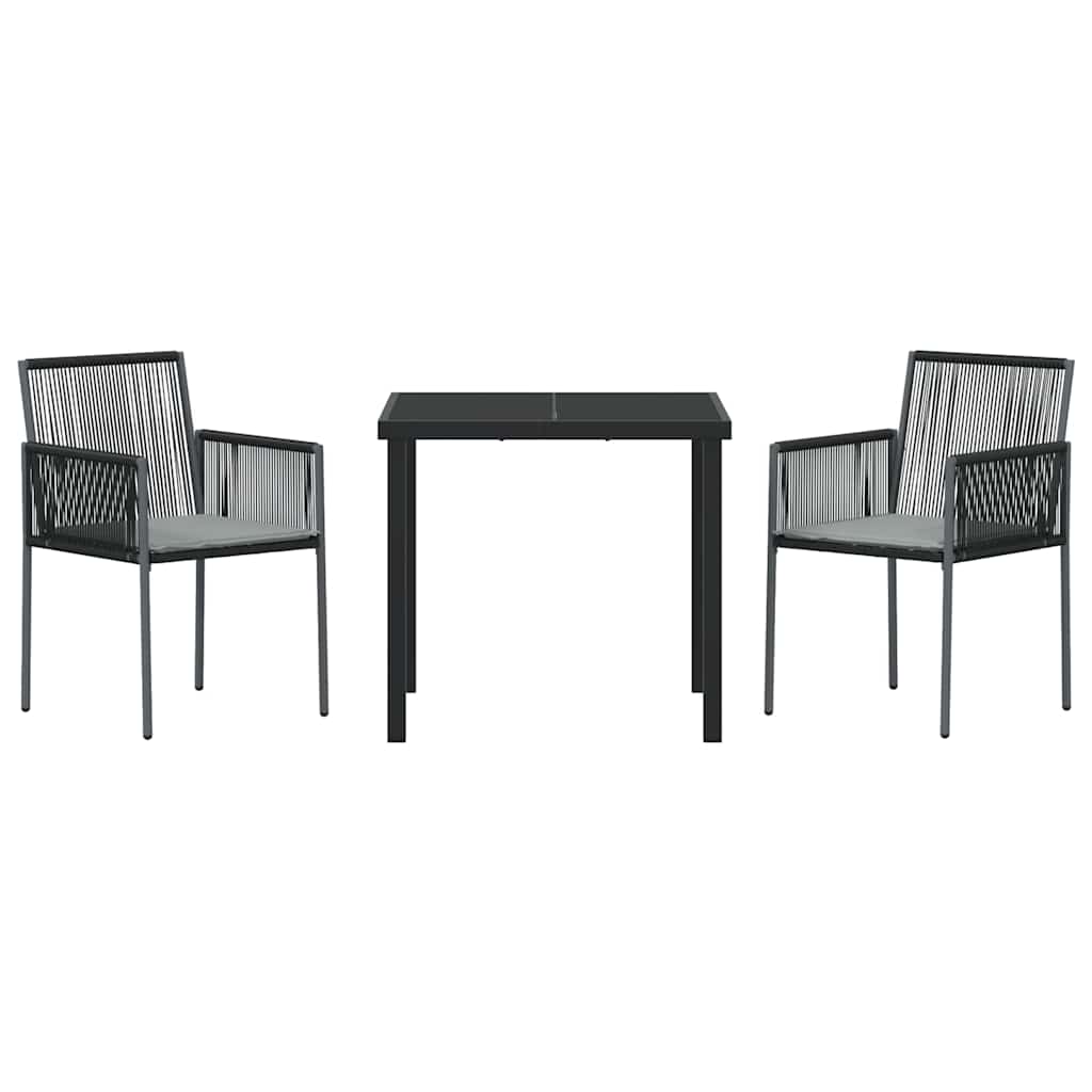 Have Spisebordssæt 3 pcs Sort PE Rattan