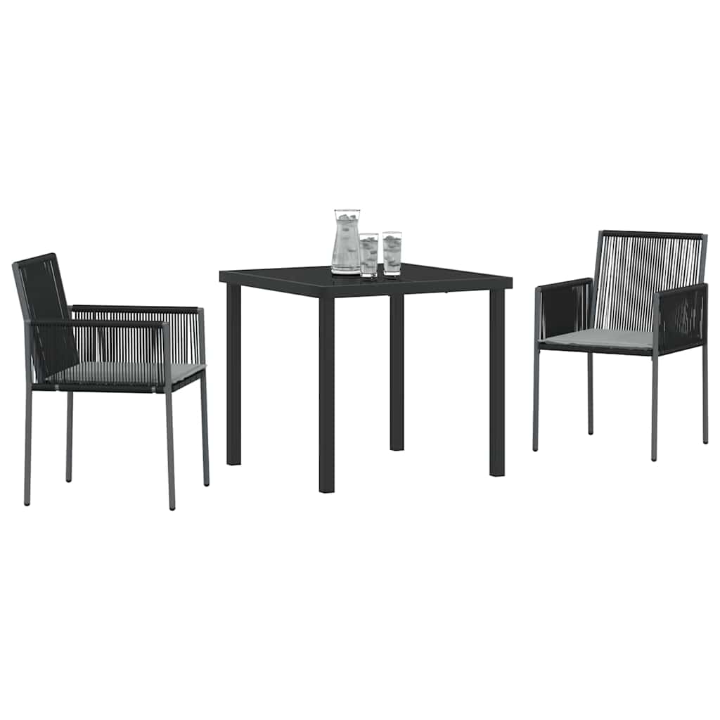Have Spisebordssæt 3 pcs Sort PE Rattan