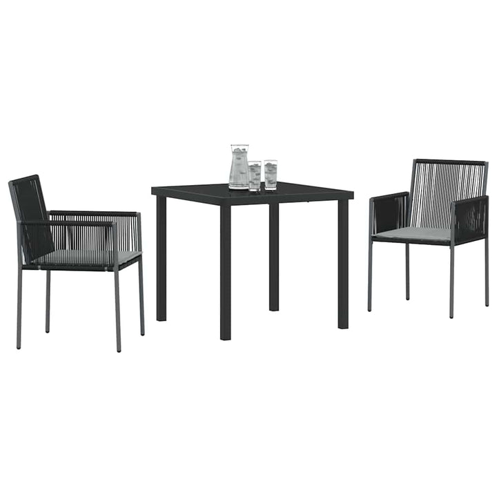 Have Spisebordssæt 3 pcs Sort PE Rattan
