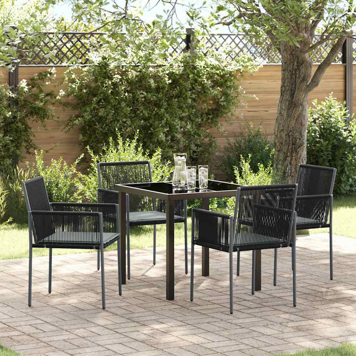 Have Spisebordssæt 5 pcs Sort PE Rattan