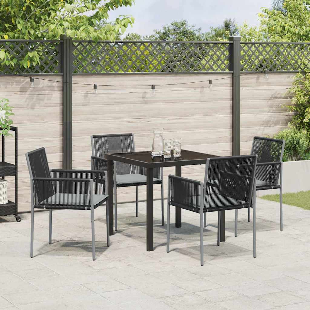 Have Spisebordssæt 5 pcs Sort PE Rattan
