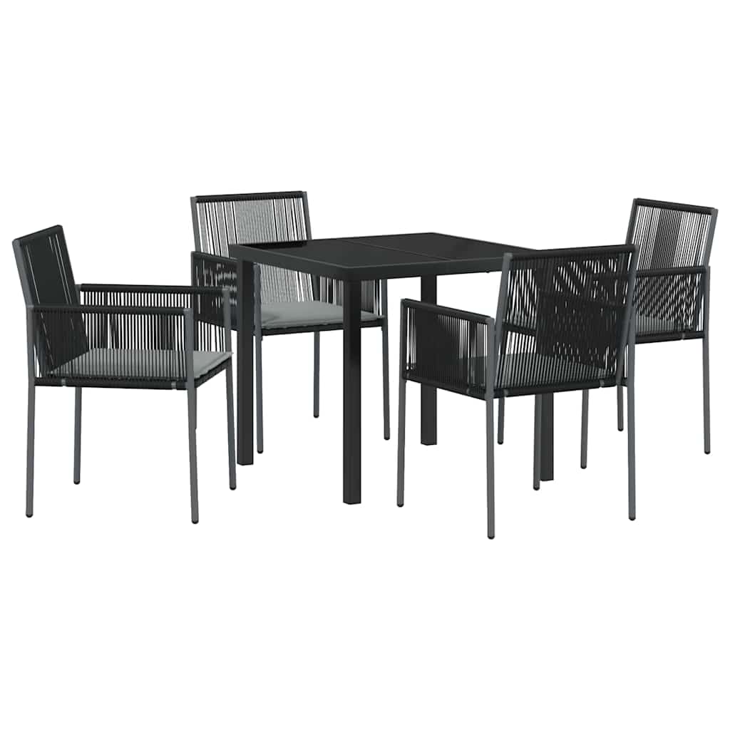 Have Spisebordssæt 5 pcs Sort PE Rattan