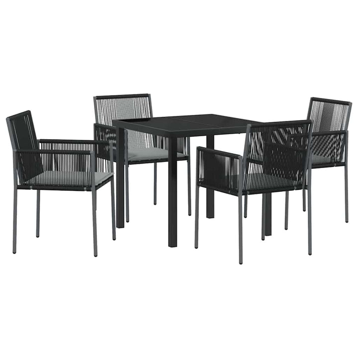 Have Spisebordssæt 5 pcs Sort PE Rattan