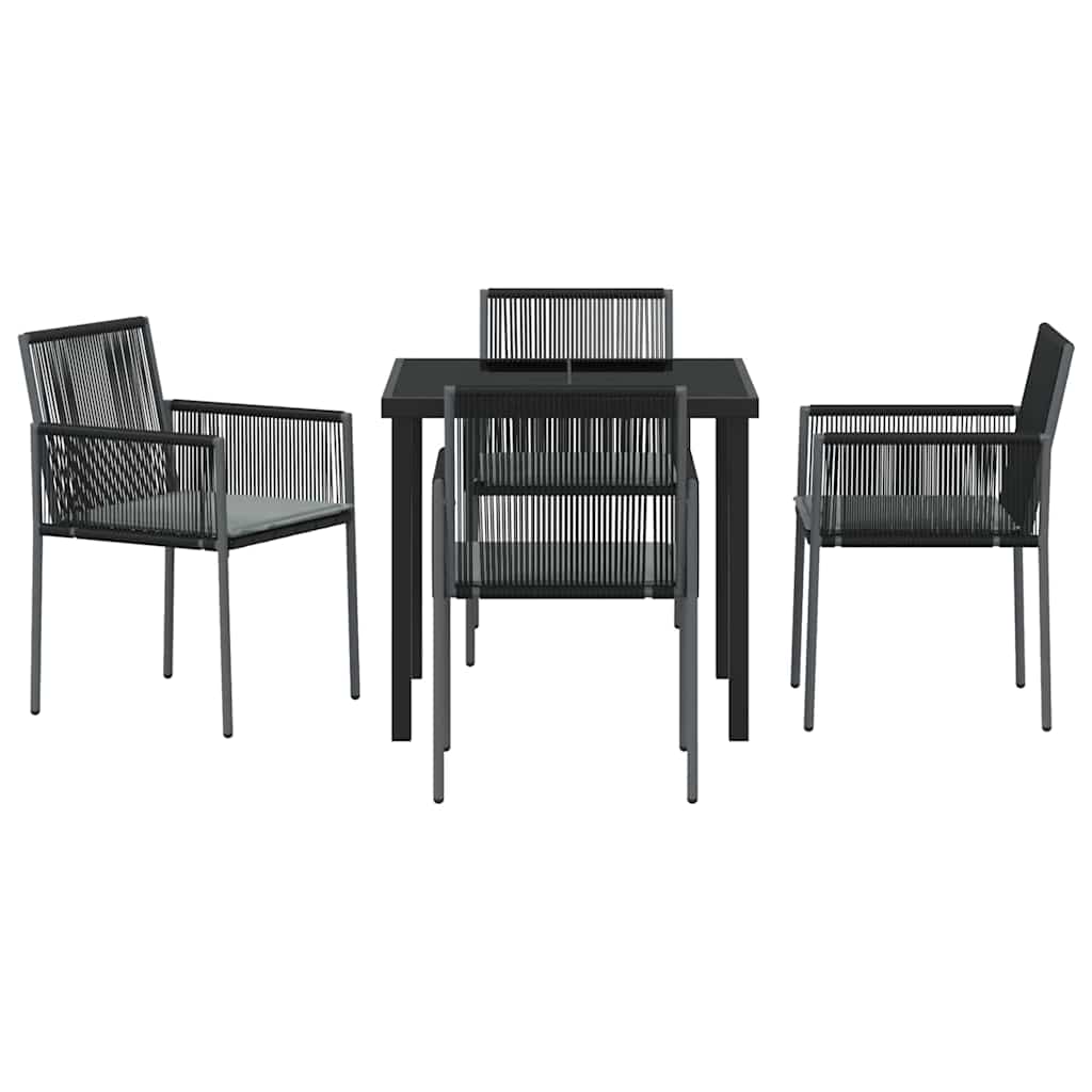 Have Spisebordssæt 5 pcs Sort PE Rattan