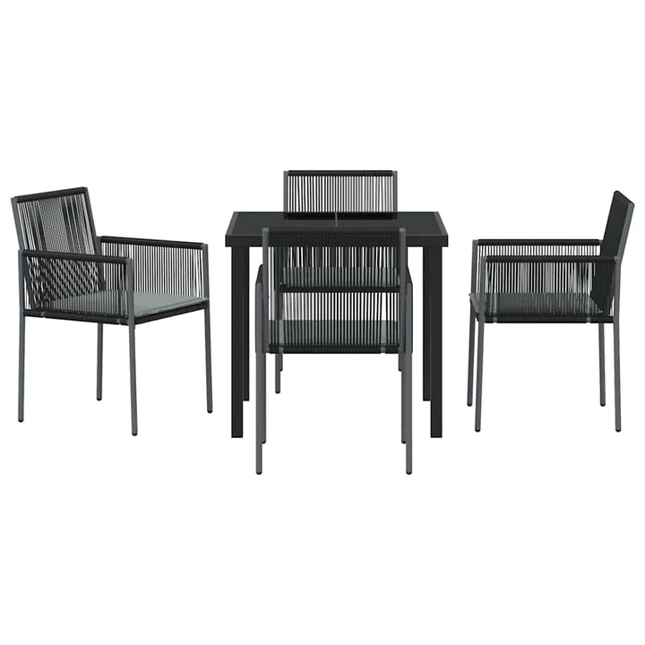 Have Spisebordssæt 5 pcs Sort PE Rattan