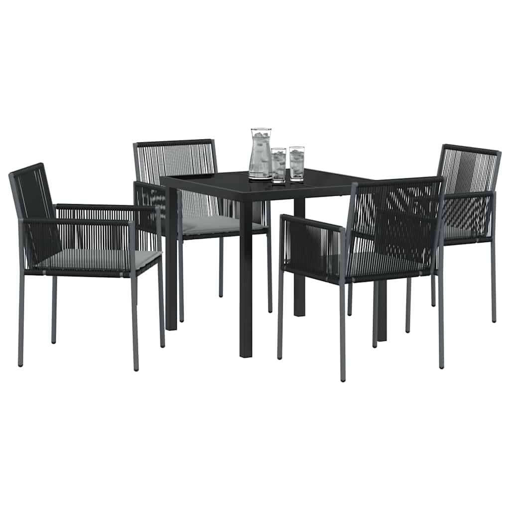Have Spisebordssæt 5 pcs Sort PE Rattan