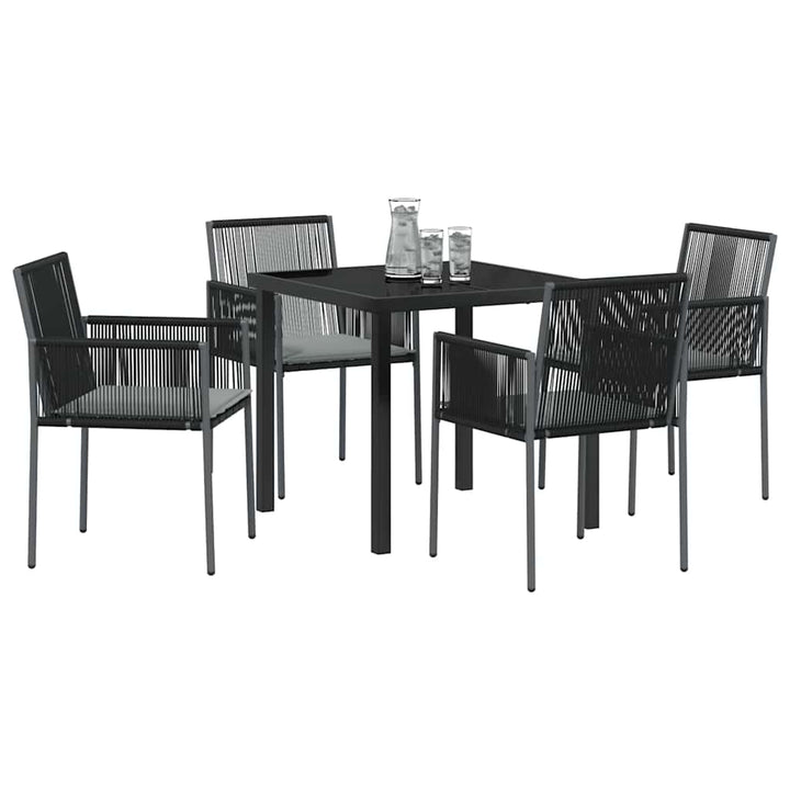 Have Spisebordssæt 5 pcs Sort PE Rattan