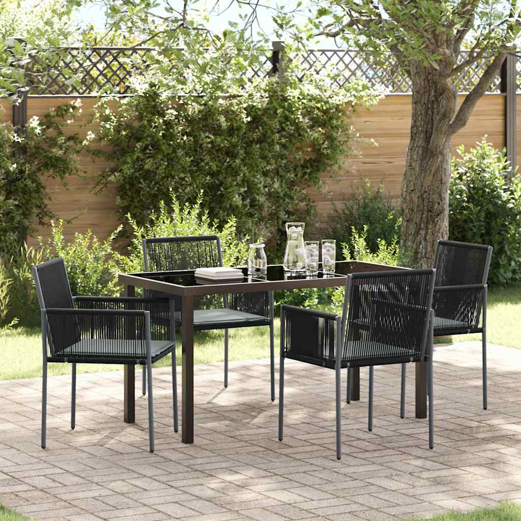 Have Spisebordssæt 5 pcs Sort PE Rattan