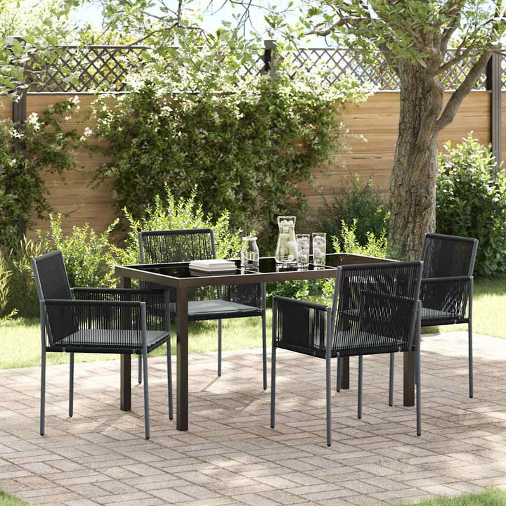 Have Spisebordssæt 5 pcs Sort PE Rattan