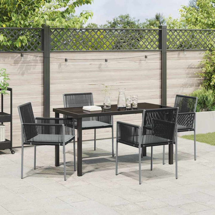 Have Spisebordssæt 5 pcs Sort PE Rattan
