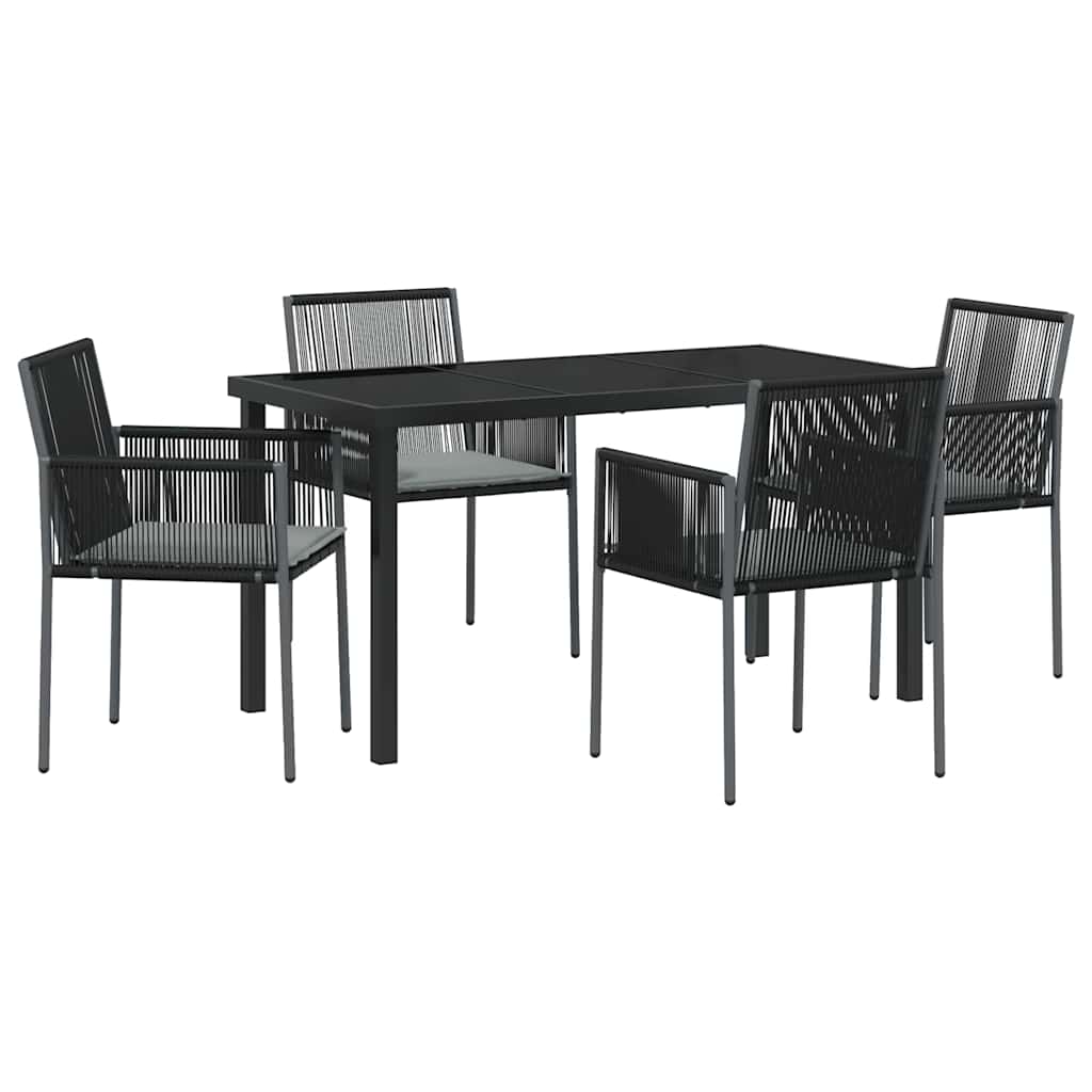 Have Spisebordssæt 5 pcs Sort PE Rattan