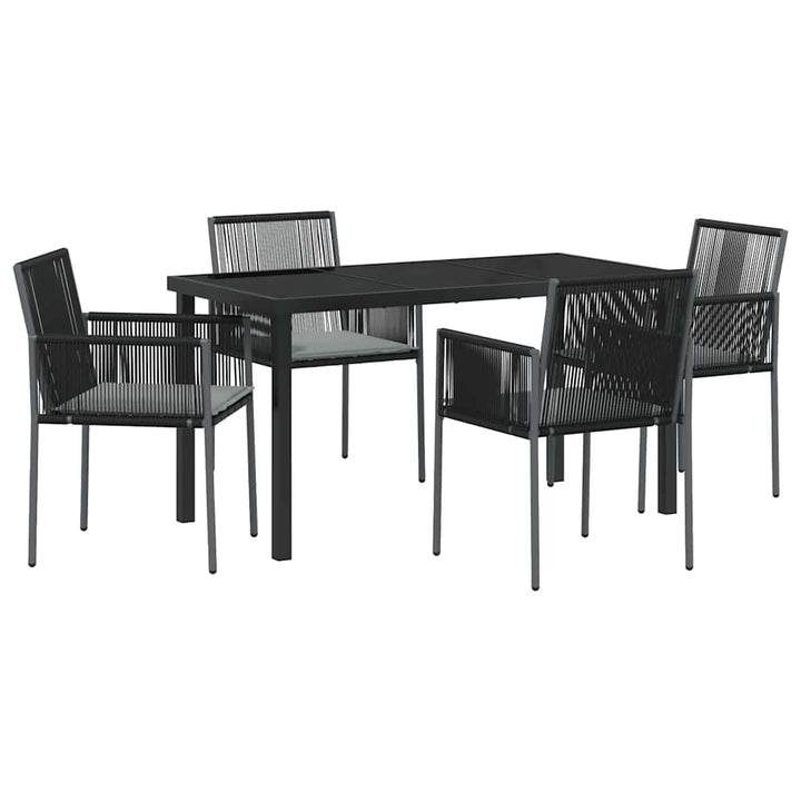 Have Spisebordssæt 5 pcs Sort PE Rattan