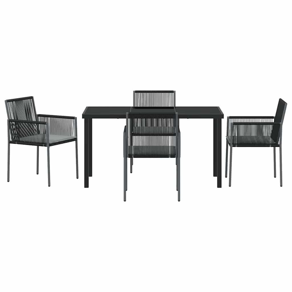 Have Spisebordssæt 5 pcs Sort PE Rattan
