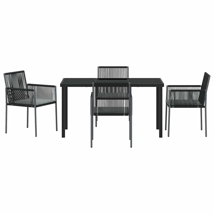 Have Spisebordssæt 5 pcs Sort PE Rattan