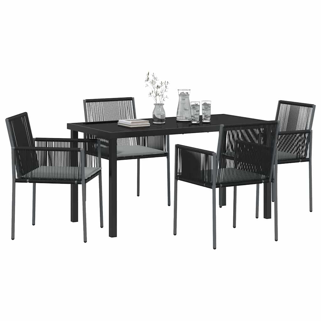 Have Spisebordssæt 5 pcs Sort PE Rattan