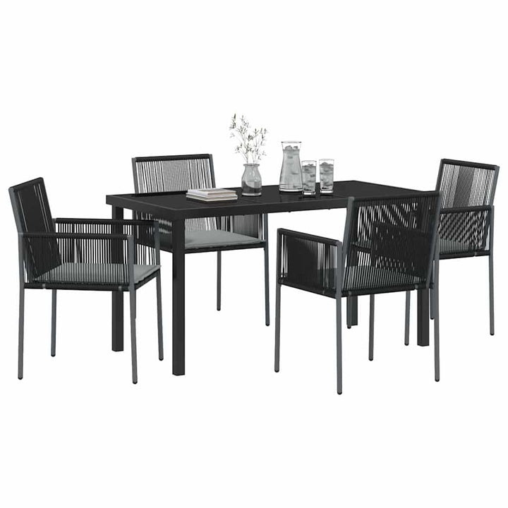 Have Spisebordssæt 5 pcs Sort PE Rattan