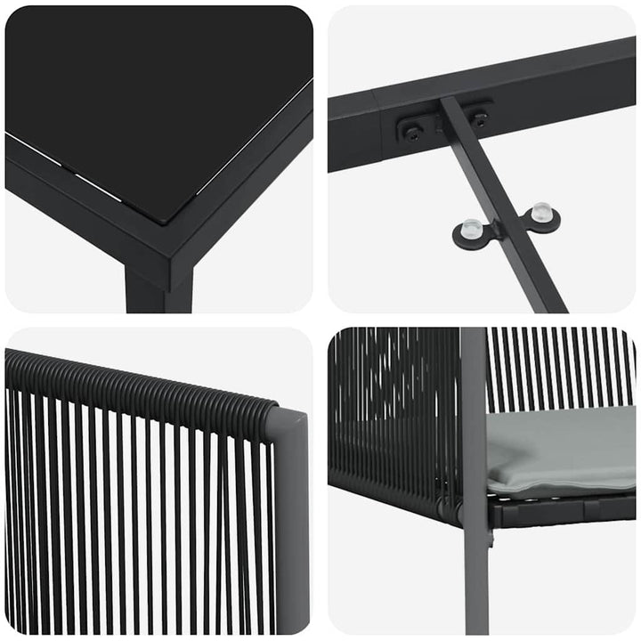 Have Spisebordssæt 5 pcs Sort PE Rattan