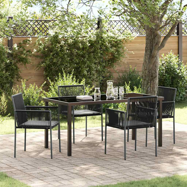 Have Spisebordssæt 5 pcs Sort PE Rattan