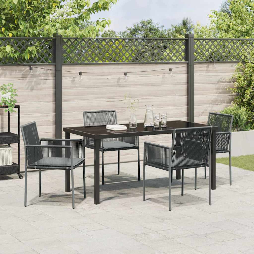 Have Spisebordssæt 5 pcs Sort PE Rattan