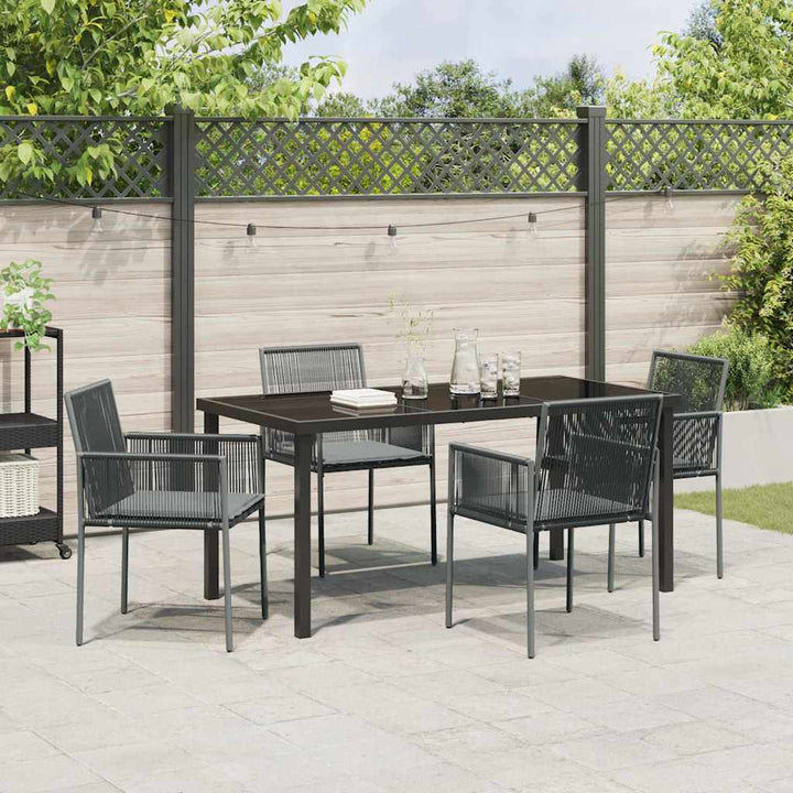 Have Spisebordssæt 5 pcs Sort PE Rattan