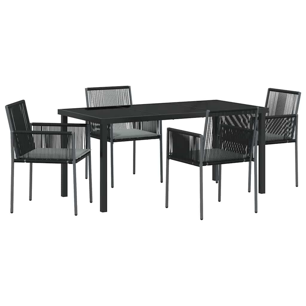 Have Spisebordssæt 5 pcs Sort PE Rattan
