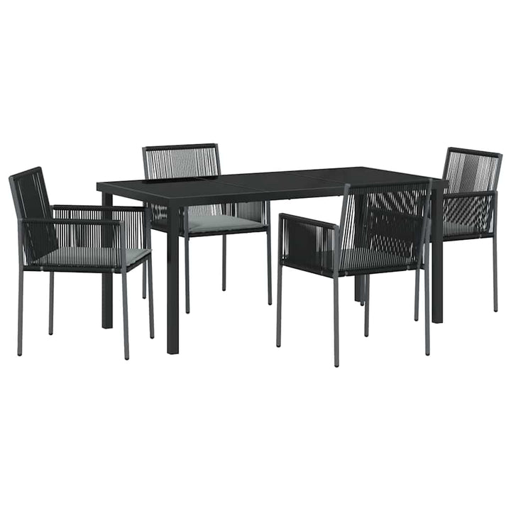 Have Spisebordssæt 5 pcs Sort PE Rattan