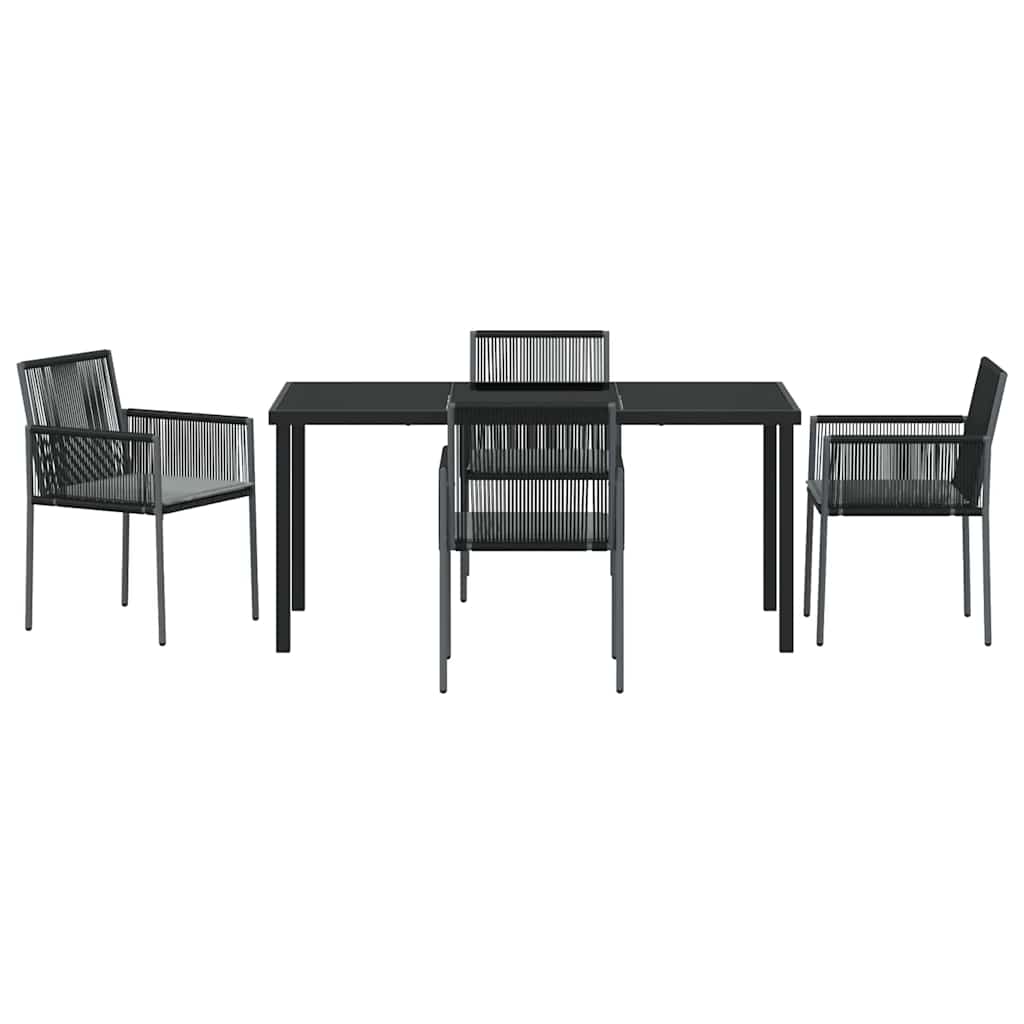 Have Spisebordssæt 5 pcs Sort PE Rattan