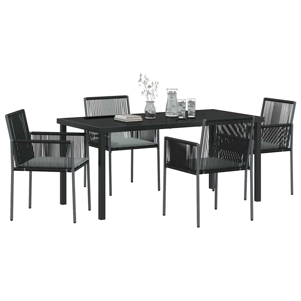 Have Spisebordssæt 5 pcs Sort PE Rattan