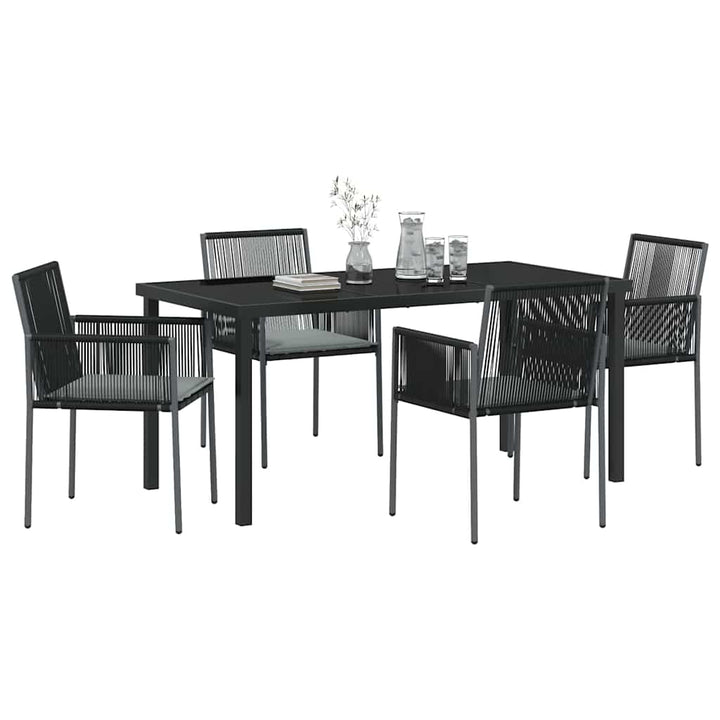 Have Spisebordssæt 5 pcs Sort PE Rattan