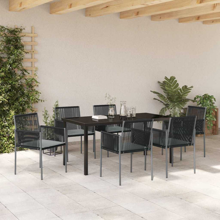 Have Spisebordssæt 7 pcs Sort PE Rattan