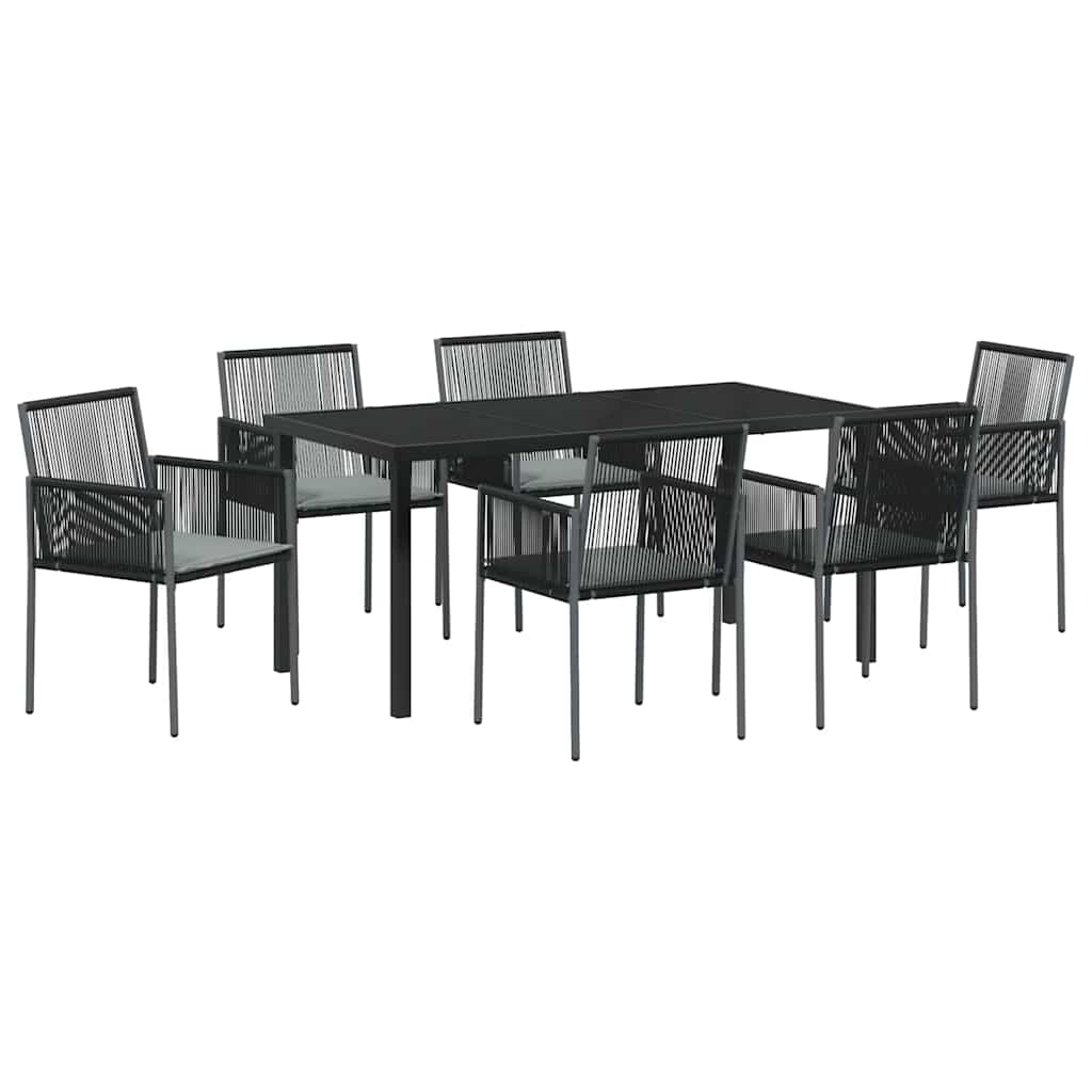 Have Spisebordssæt 7 pcs Sort PE Rattan