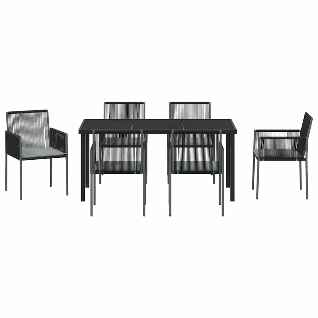 Have Spisebordssæt 7 pcs Sort PE Rattan