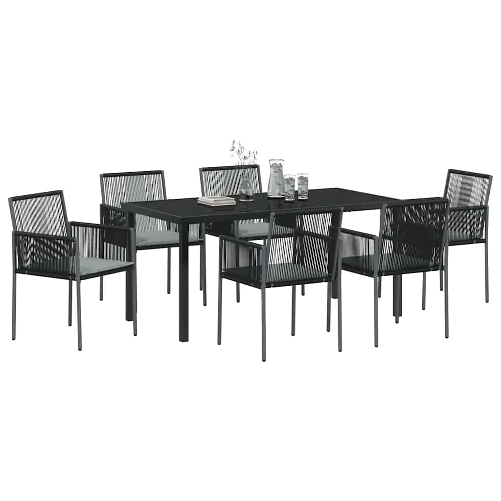 Have Spisebordssæt 7 pcs Sort PE Rattan