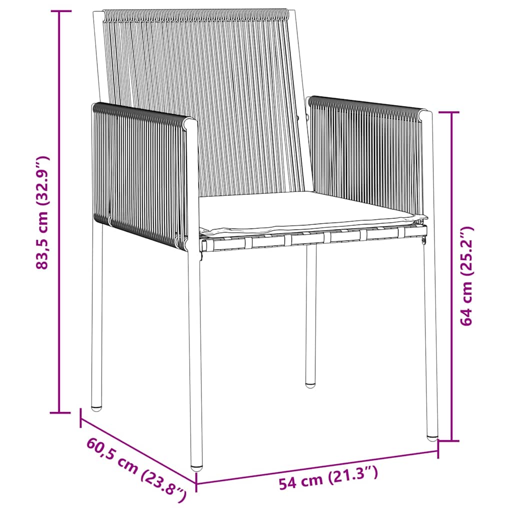 Have Spisebordssæt 7 pcs Sort PE Rattan