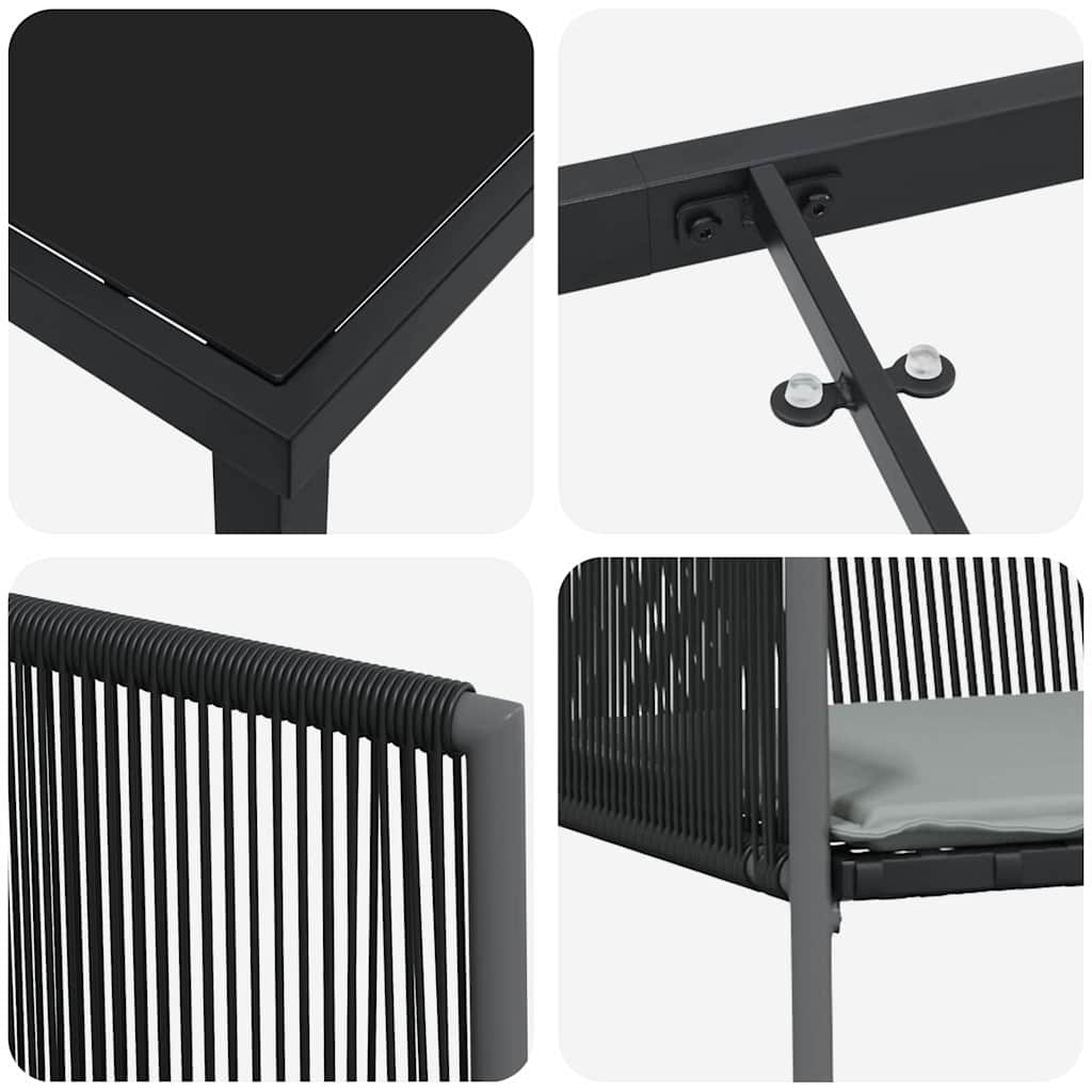 Have Spisebordssæt 7 pcs Sort PE Rattan