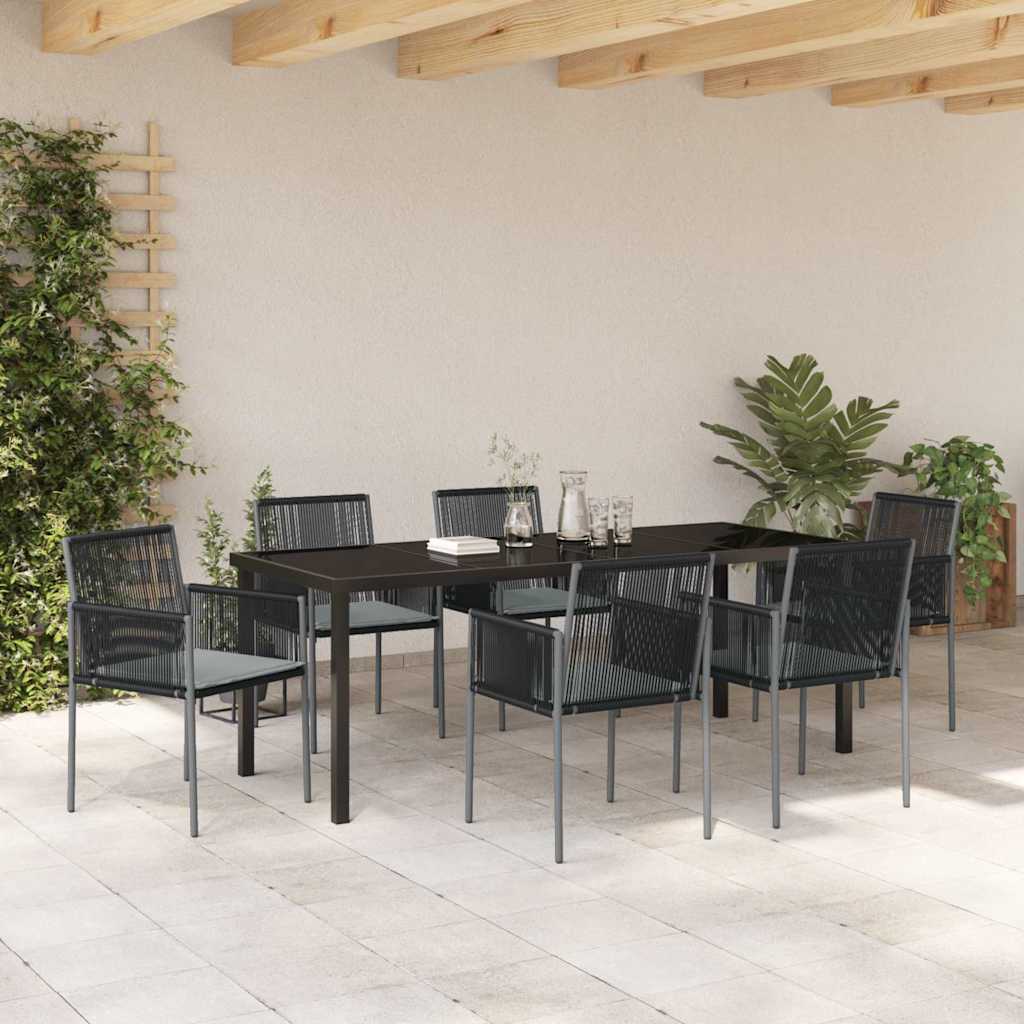 Have Spisebordssæt 7 pcs Sort PE Rattan